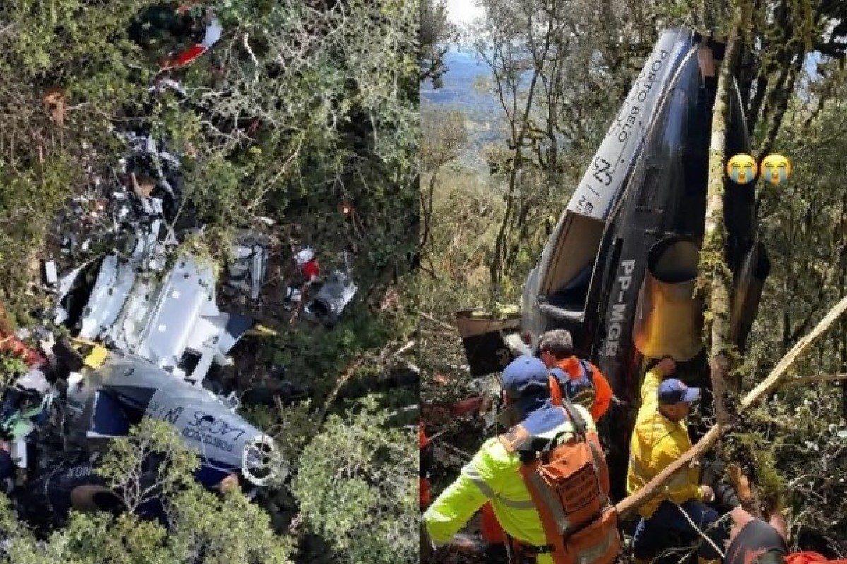 Corpo de Rick e mais quatro s&atilde;o retirados de mata em SC queda de helic&oacute;ptero