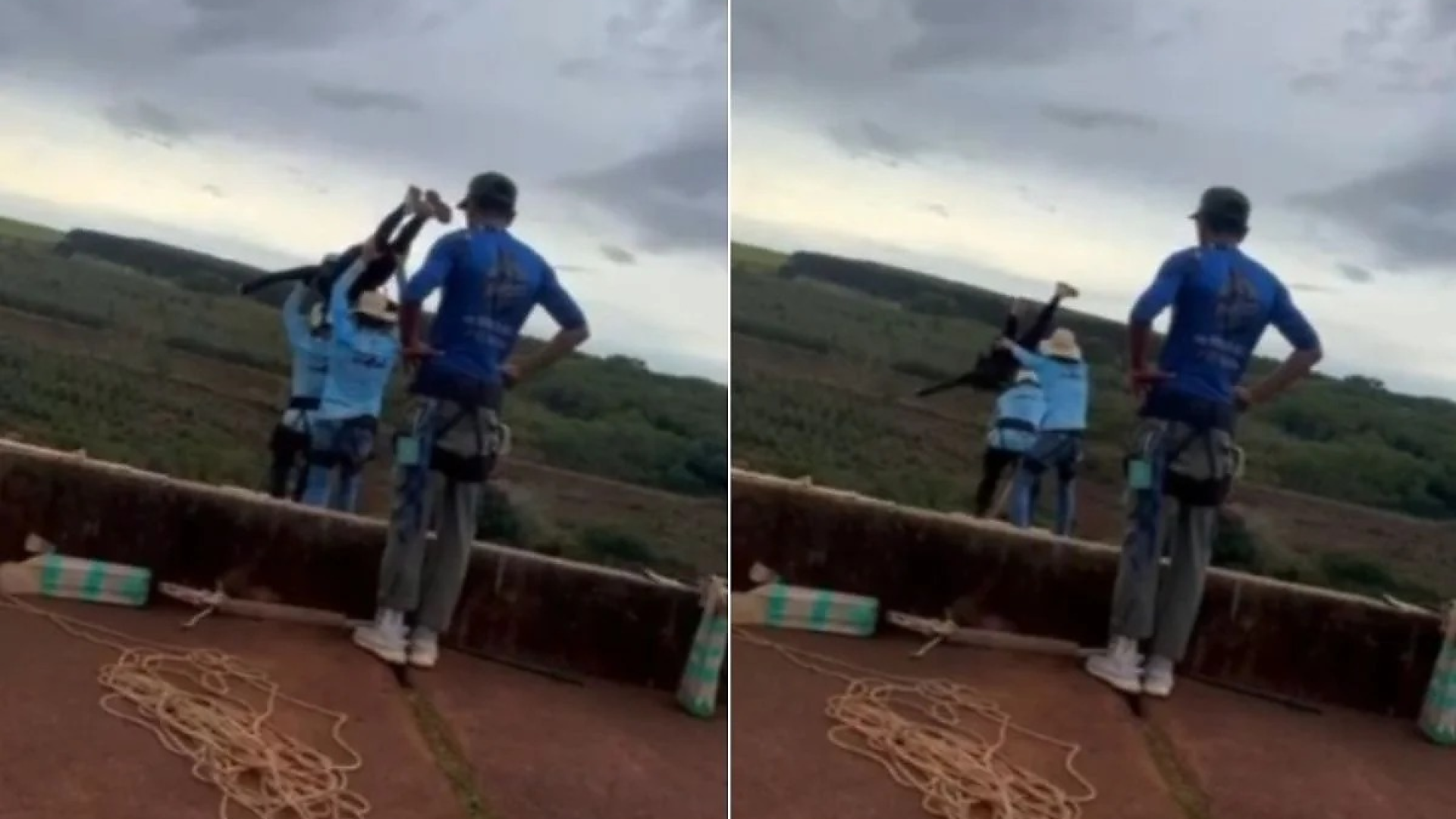 mo&ccedil;a arremessada corda