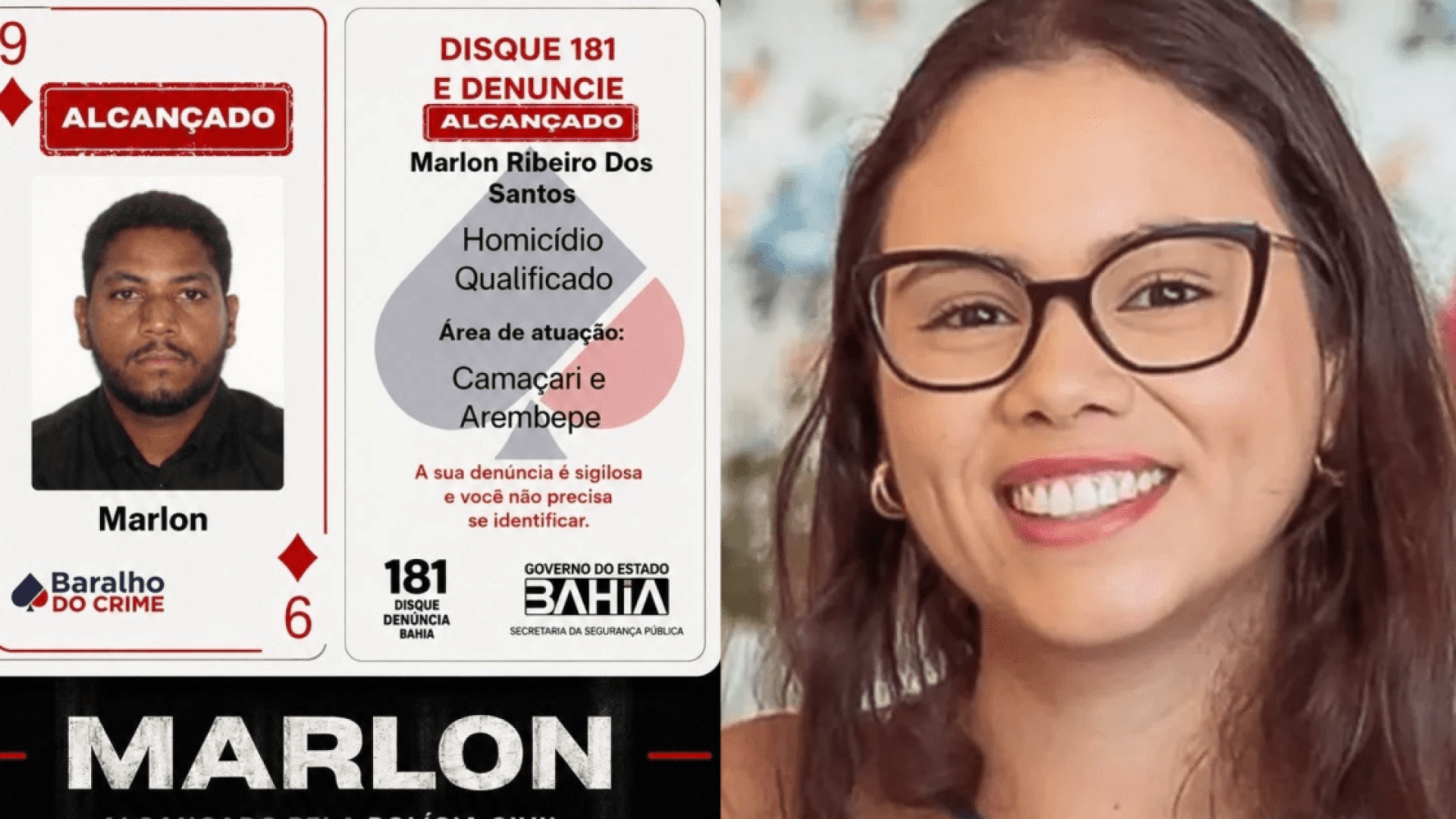 "Nove de Ouro" do Baralho do Crime preso por envolvimento na morte de Larissa Pavan de Assis  • Reprodução/SSP-BA