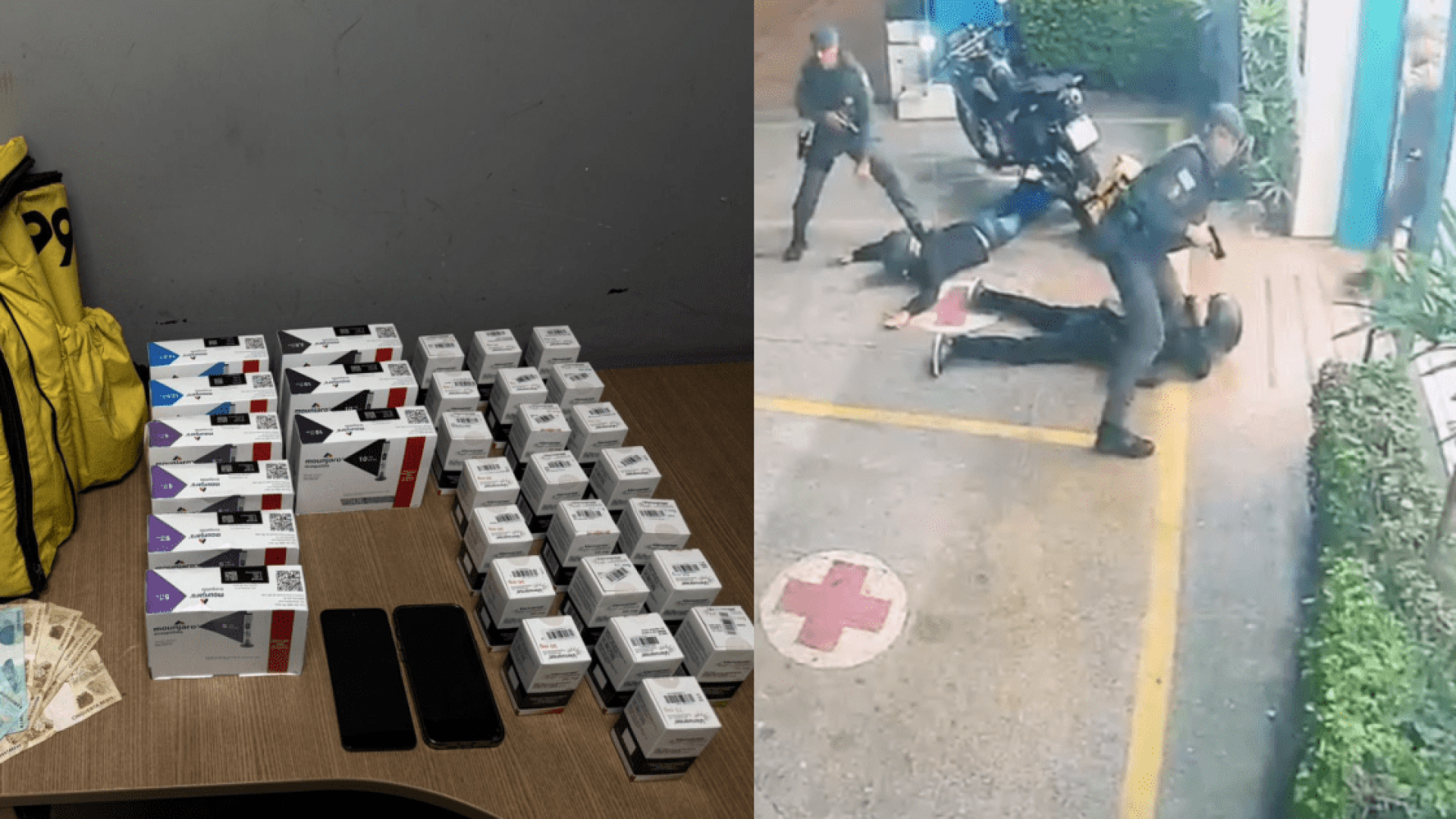 Polícia Militar chega ao local de ocorrência assim que criminosos começam a sair do local.  • Reprodução