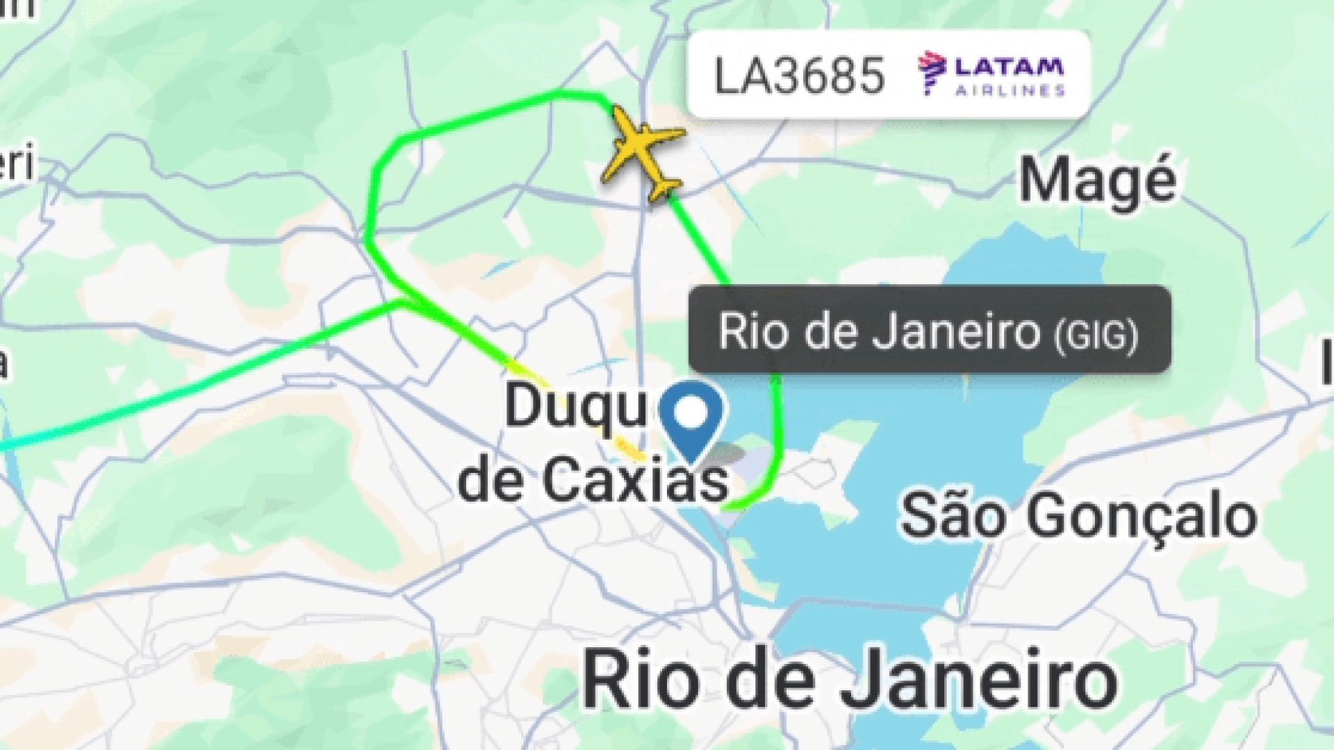 Avião da LATAM precisou arremeter no Rio de Janeiro  • Crédito: Flightradar24