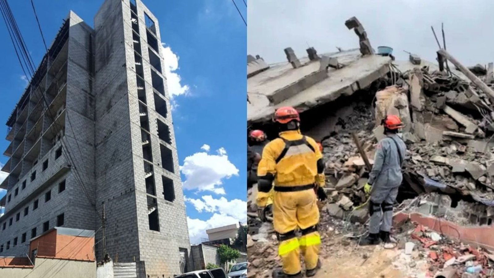 Desabamento de um prédio em construção sobre uma residência na Rua Tequici, no bairro da Penha, zona leste de São Paulo  • Reprodução