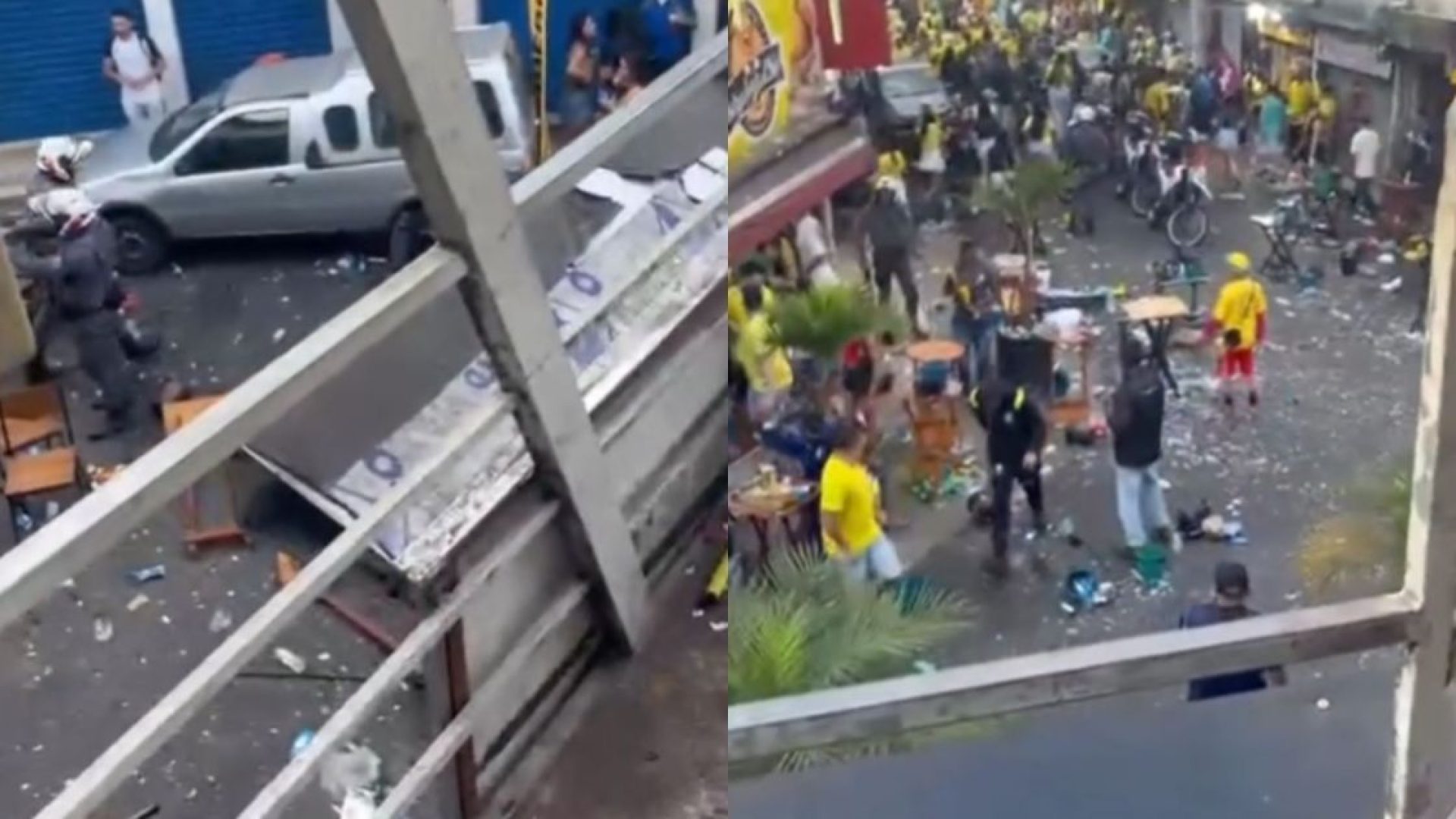 PMs apontam armas para moradores durante festa da Copa em Paraisópolis (SP)  • Reprodução/Redes Sociais