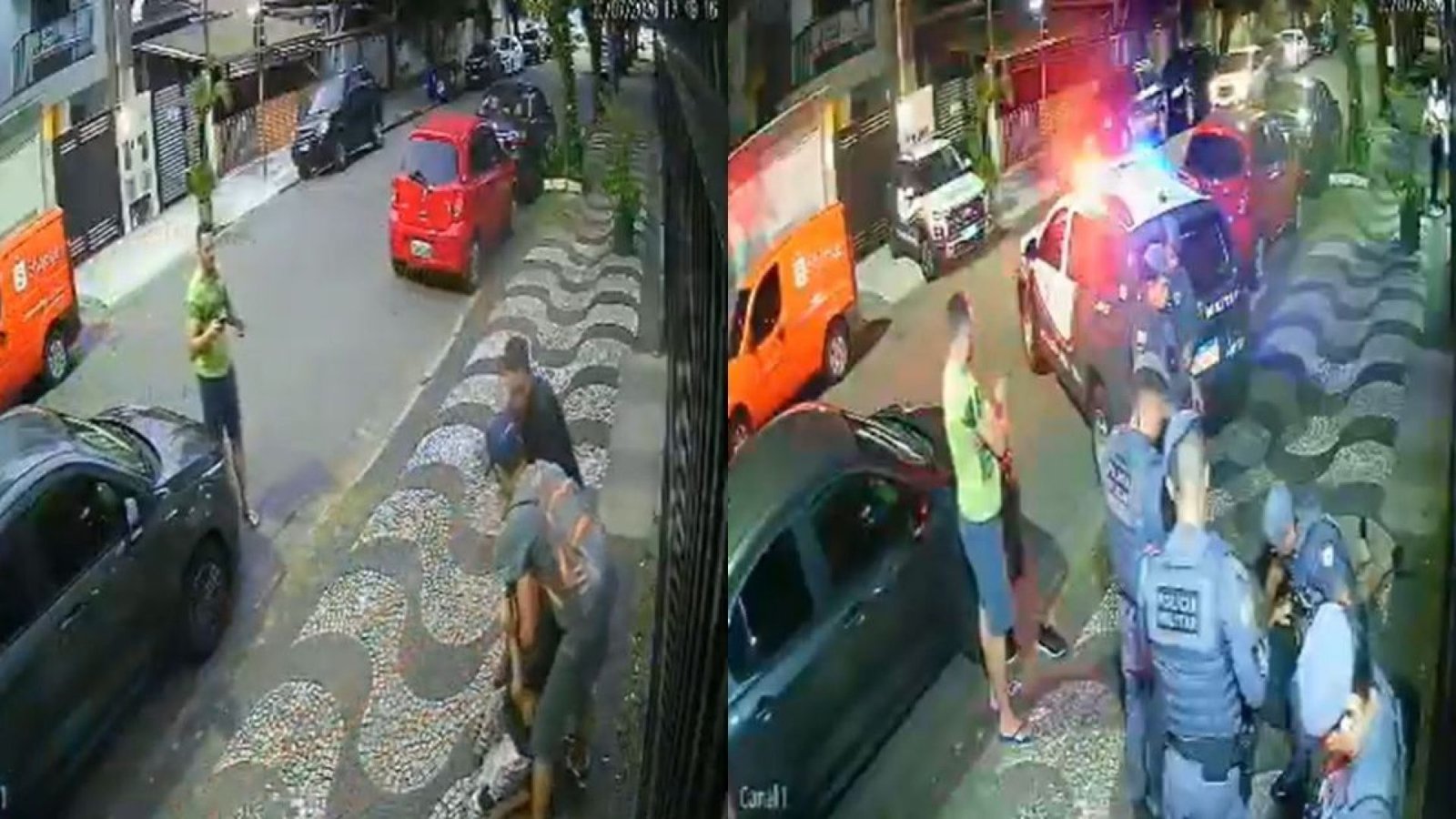 Homem que foi imobilizado após surto em Santos  • Reprodução