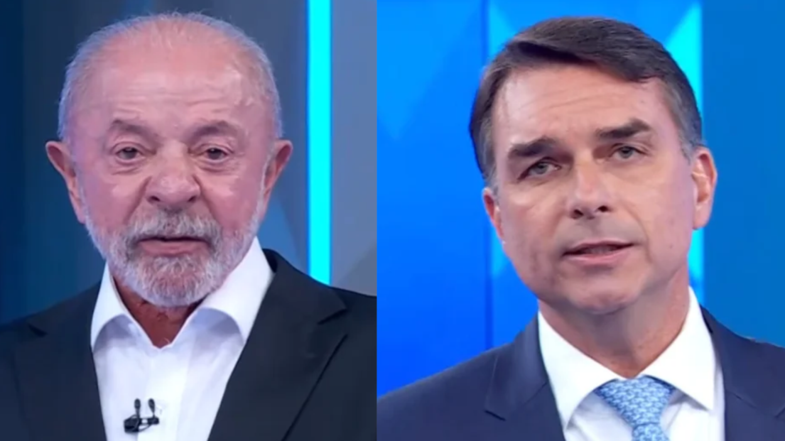Lula (PT) e Flávio Bolsonaro (PL) em debate presidencial na rede Globo  • Reprodução