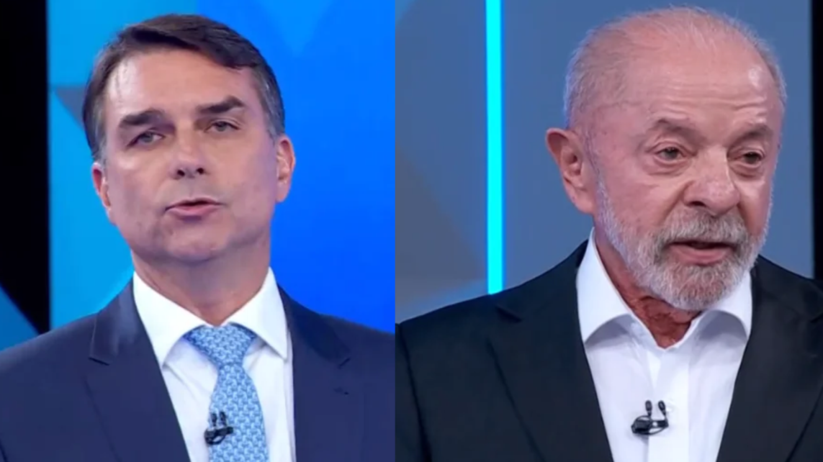 Flávio Bolsonaro (PL) e Lula (PT) em debate presidencial na rede Globo  • Reprodução