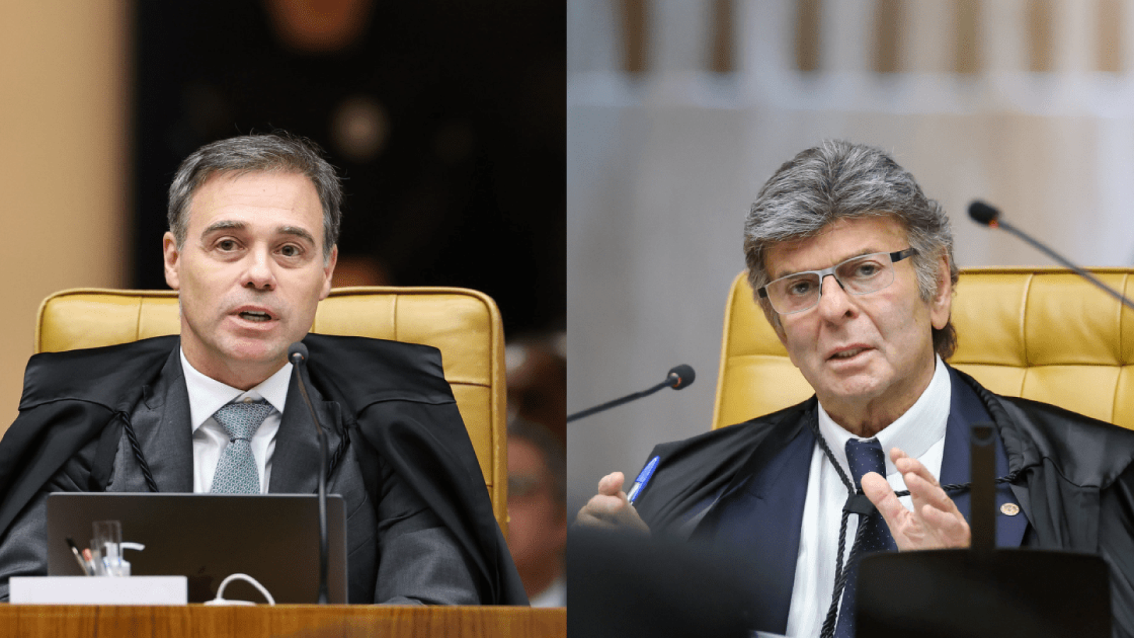 Os ministros do STF André Mendonça e Luiz Fux.  • Arte l CNN
