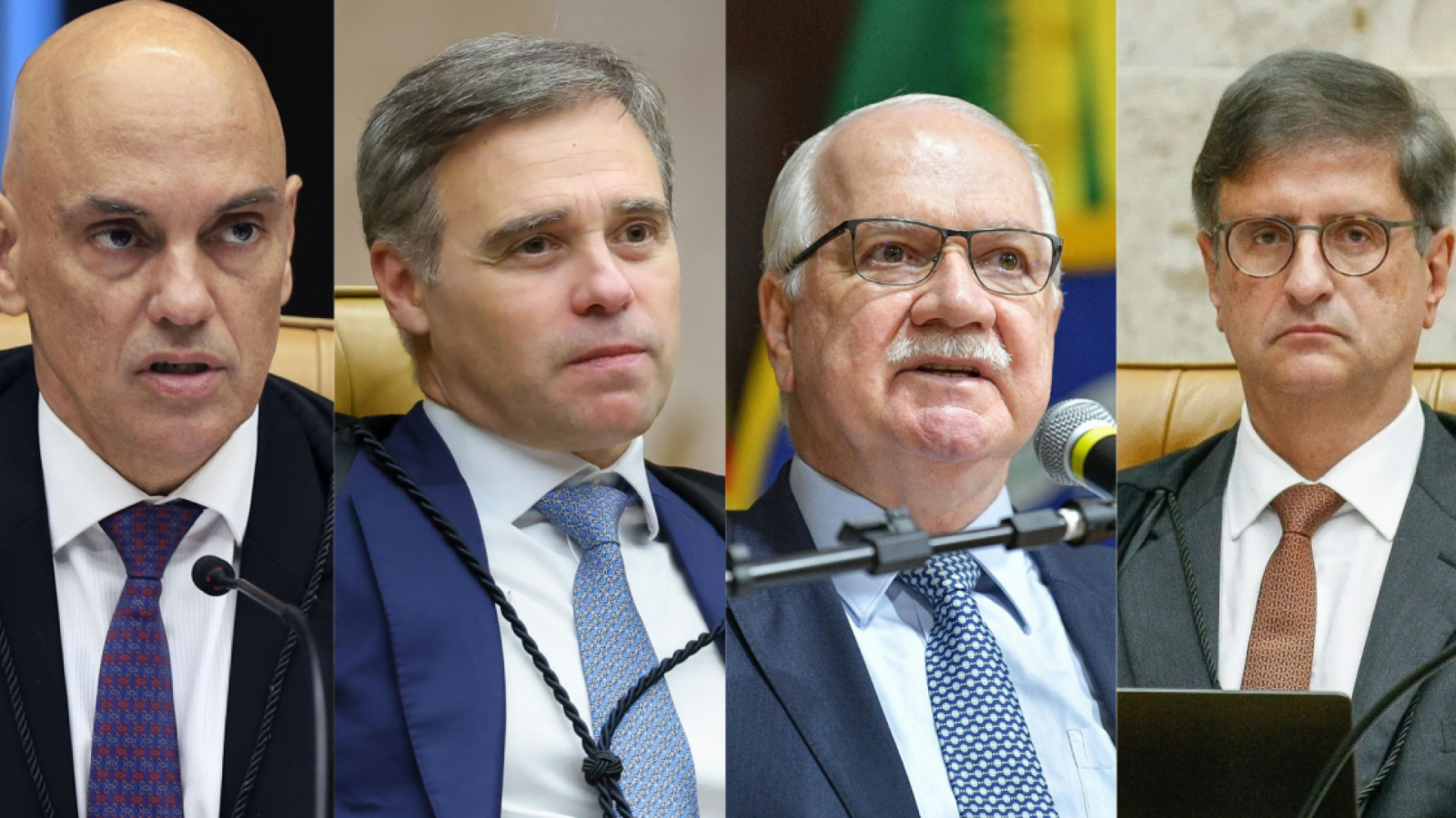 Ministros do STF, Alexandre de Moraes, André Mendonça e Edson Fachin; Procurador-geral da República Paulo Gonet  • Montagem/STF/CNJ