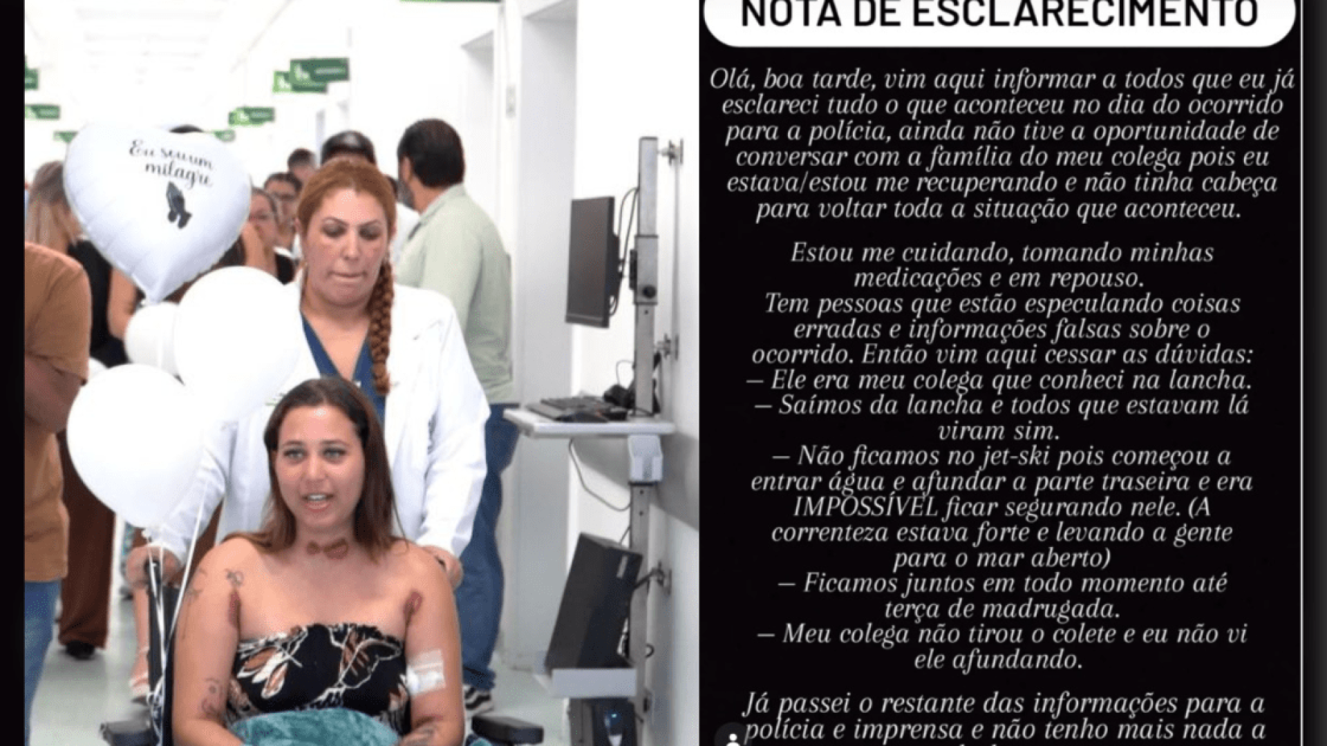Vídeo: veja imagens da alta médica da mulher que ficou à deriva em Ilhabela