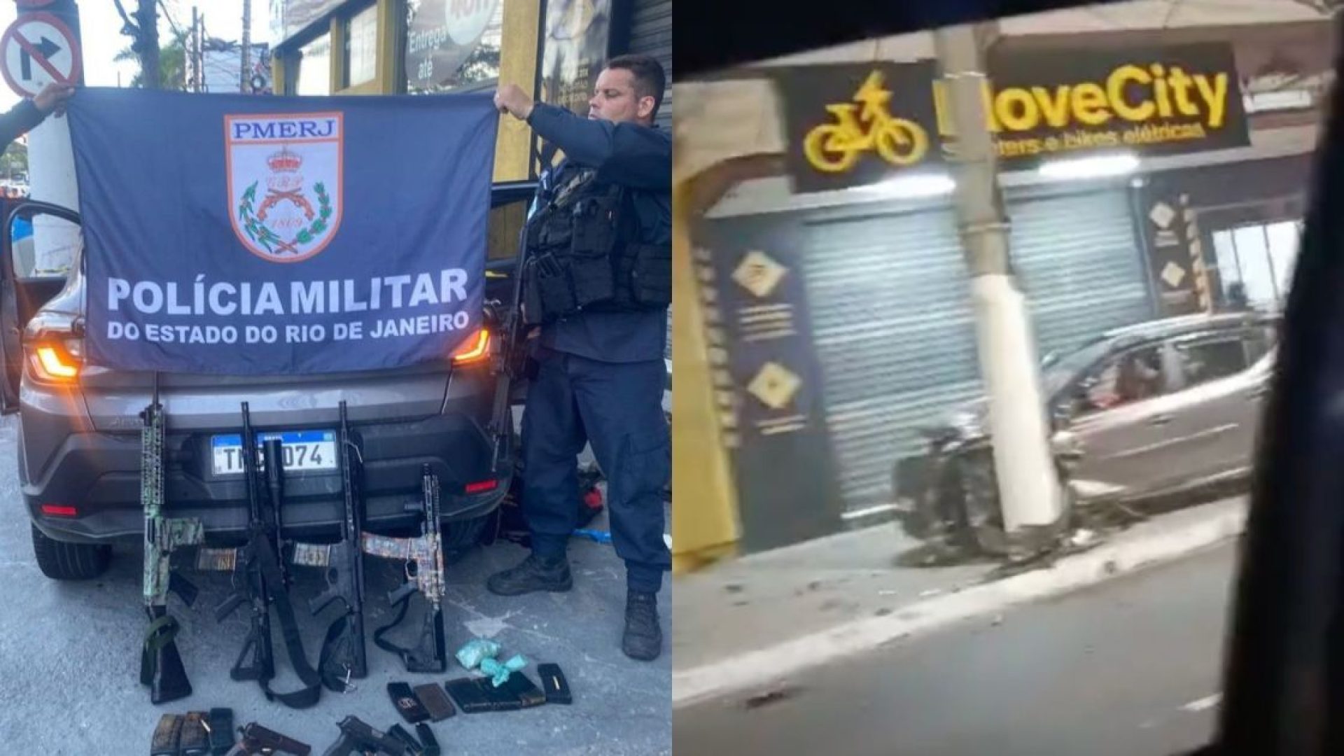 Segundo a PM, houve reação e confronto quando os ocupantes do veículo foram abordados  • Reprodução - Redes Sociais