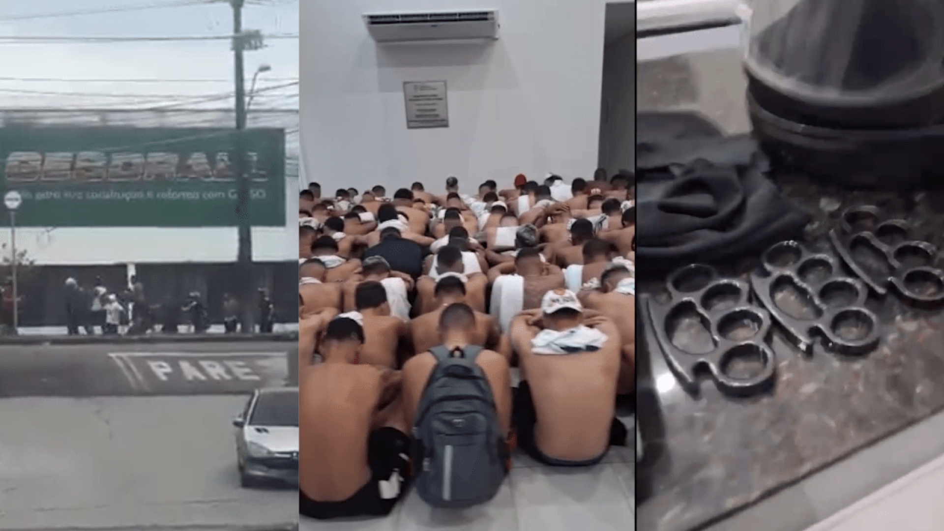 Registros feitos por pessoas que passavam pelos locais flagraram confrontos físicos entre grupos de torcedores em plena via pública  • Redes sociais/SSPDS