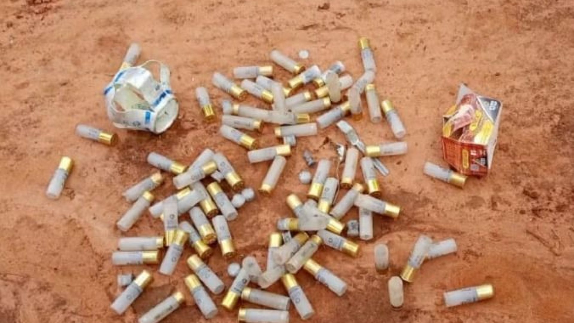 Cartuchos recolhidos por indígenas após ataque  • Comunidade de Pyelito Kue