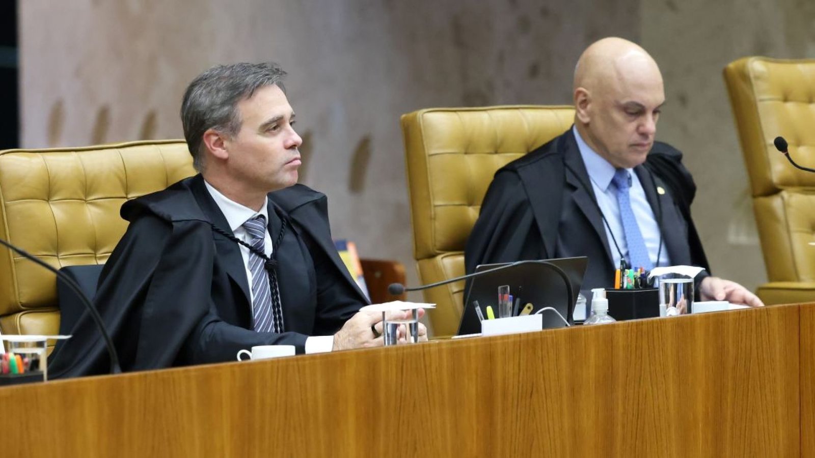Os ministros André Mendonça e Alexandre de Moraes  • Gustavo Moreno/STF