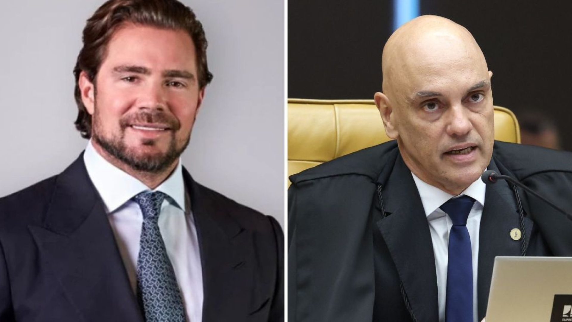 O empresário Daniel Vorcaro (esq.) e o ministro Alexandre de Moraes (dir.) tiveram troca de mensagens no mesmo dia da prisão do empresário  • Reprodução e Luiz Silveira/STF